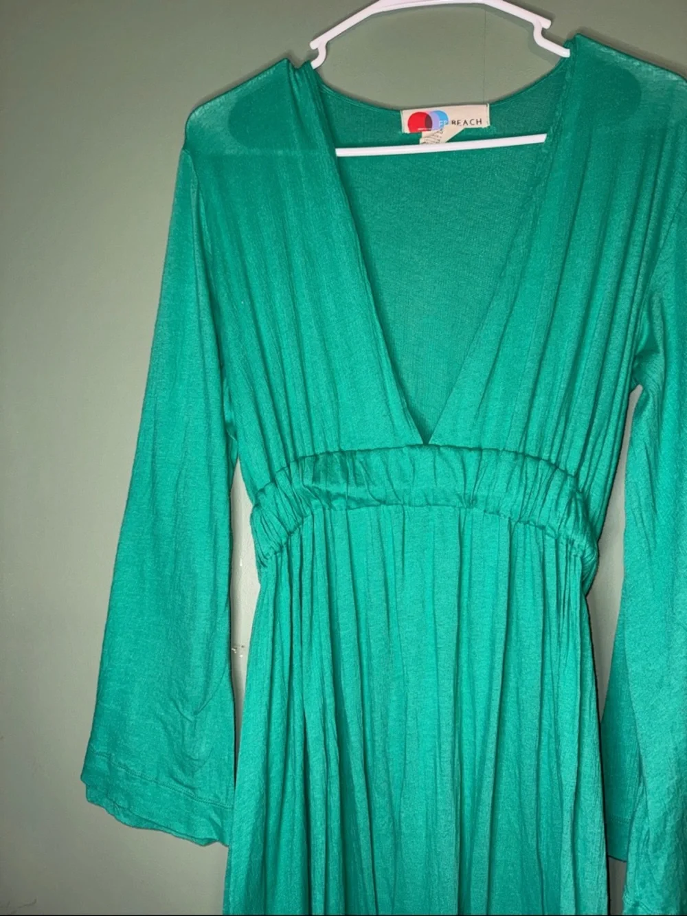 Free People FP Beach Seagram Maxi Dress Swim Coverup Deep V and relaxed sleeve